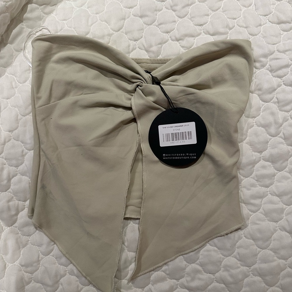 WhiteFoxBotique Beige Strapless Top